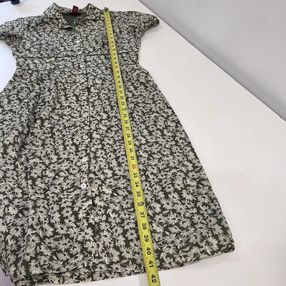 Sundance sz 10  Dress Womens Cotton Short Sleeve Floral Button Up Dress Retro - Picture 7 of 7